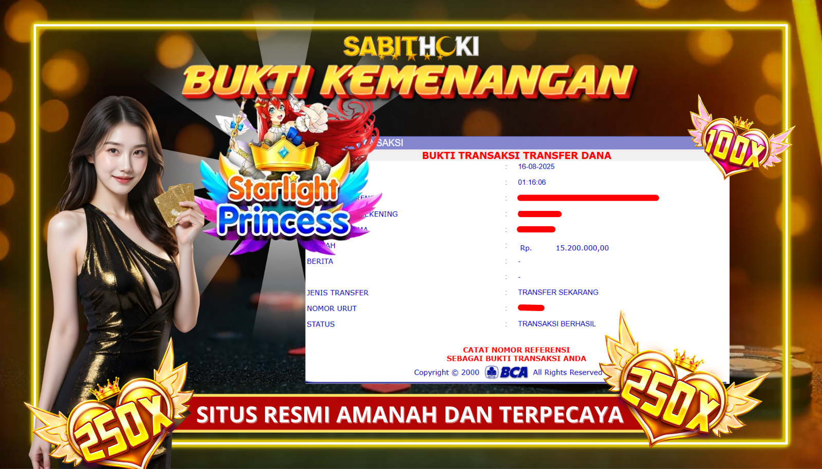 SELAMAT KEPADA MEMBER SETIA SABITHOKI BERHASIL JACKPOT DI PERMAINAN SLOT Starlight Princess