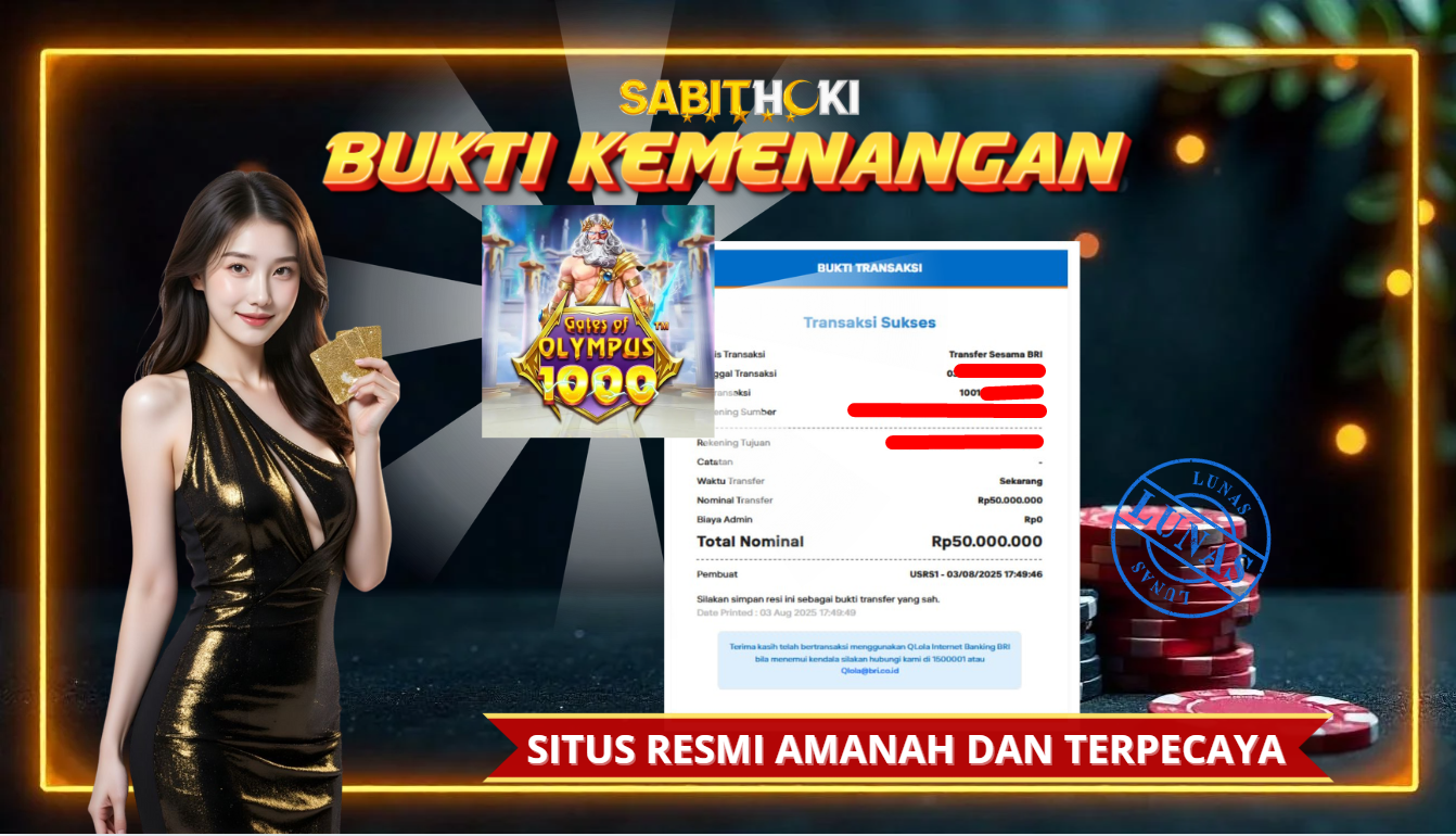 SELAMAT KEPADA MEMBER SETIA SABITHOKI BERHASIL JACKPOT DI PERMAINAN SLOT GATES OF OLYMPUS 1000